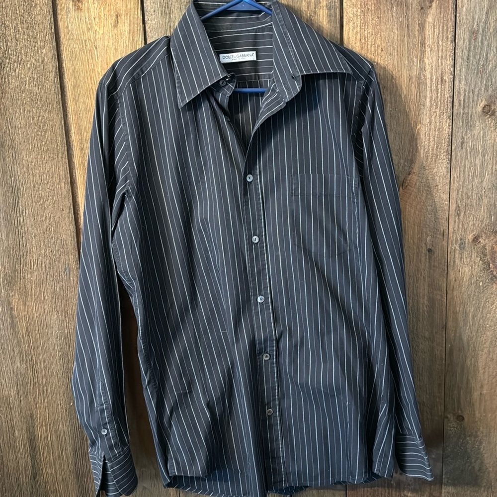 Dolce and Gabana black striped dress shirt
